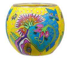 Him CC210 photophore Verre Chats Paradis (Paradise Cat), Multicolore, 11x11x9 cm