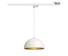 SLV FORCHINI M Lampe Suspension E27, avec 3 broches Adaptateur, métal, 40 cm rond blanc, blanc/or 153131