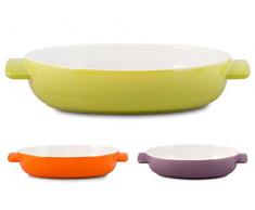 Home Plat à Four Oval, Céramique, Blanc/Assorti, 28x21 cm