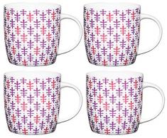 Kitchencraft en Porcelaine Anglaise marocain Carreaux Tonneau Mug, Porcelaine, Vert Feuille, Lot de 4