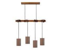 Tosel 21068 Lustre 4 LumiÃ¨res, Bois, E14, 40 W, Marron, 80 x 180 cm