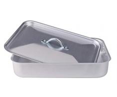 Pentole Agnelli Plat Ã rÃ´tir rectangulaire avec Couvercle, Aluminium 45 cm Aluminium