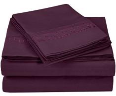 QualitÃ© supÃ©rieure Ultra Doux Poids lÃ©ger rÃ©sistant aux Rides de lit avec Broderie Regal dans Un Coffret Cadeau, 100% Microfibre, Prune, brossÃ©, Double, Lot de 3