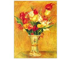 ArtPlaza Renoir Pierre-Auguste-Tulips in a Vase Panneau Décoratif, Bois, Multicolore, 60 x 1,8 x 80 cm