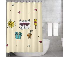 Bonamaison Rideau de Douche en Polyester Multicolore 155 x 220 cm