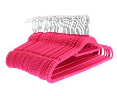 Solutions de Roman Mince en Velours floquÃ© antidÃ©rapant Cintre avec Barre pour Pantalon, Rose, Lot de 4