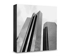 COGNOSCO HG-F115 Tableau Mural en Bois avec Photo darchitecture Frankfurt Soll et Haben, Bois, Noir et Blanc, 15 x 15 cm