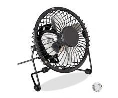 Relaxdays Ventilateur de table, avec câble USB, mini ventilateur pour bureau, 4 lames, D 13 cm, diff´. couleurs