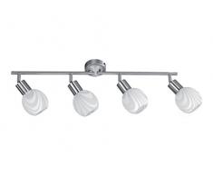 Homemania 3141042 Sara Plafonnier Chrome, Blanc en métal, verre, 69 x 10 x 13,5 cm