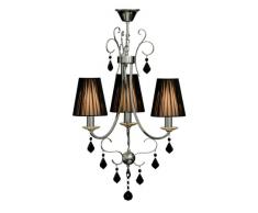Premier Housewares 2501251 Lustre en Cristal Noir 3 Bras/Abat-Jour en Tissu Nervuré 53 x 53 x 63 cm