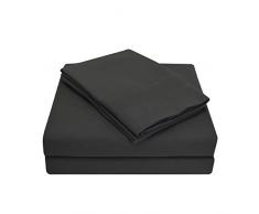 Qualité supérieure Ultra Doux Poids léger résistant aux Rides de lit avec Broderie Peaks dans Un Coffret Cadeau, 100% Microfibre, Noir brossé, Californie King Size, 4 pièces