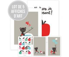 Lilipinso P0170 Affiche Chats Papier, Multicolore, 10 x 0,3 x 15 cm