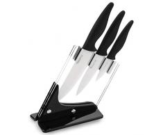 Rockingham Forge en cÃ©ramique Ensemble de Couteaux avec Bloc Transparente en Lame, 3Â piÃ¨ces, Noir