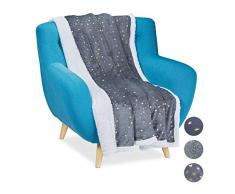 Relaxdays 10029495_491 Couverture Polaire, Ã©toiles dorÃ©s, Couette Douce avec Apparence en Laine dâAgneau, Double, 150x200 cm, Polyester, Gris, 1