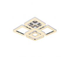 Homemania Galya Plafonnier carrÃ© mural chromÃ© en mÃ©tal, 52 x 52 x 17 cm, 1 LED, 80 W, 8400 lm, 4200 K, lumiÃ¨re blanche naturelle
