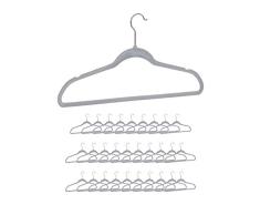 Relaxdays 10026484_751 pantalon, Chemise jupe, Porte-cravate, Cintre velours, Crochet rotatif 360Â°, set 30, gris, mÃ©tal, 23,5 x 45 x 0,6cm