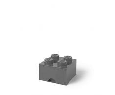 LEGO 40051754 Brique 4 Boutons, 1 tiroir, boîte de Rangement empilable, 4.7 l, Gris Foncé, One Size