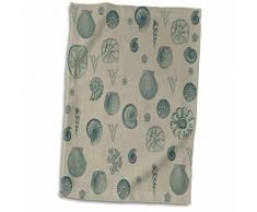 3dRose Bleu Coquillages Plage ThÃ¨me Art Serviette, Multicolore, 15Â x 55,9Â cm