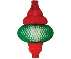 Papier Fantasies Forme Lanterne Nid dabeille DÃ©coration, Style Moderne, Rouge/Vert/Blanc avec Visible de lintÃ©rieur.