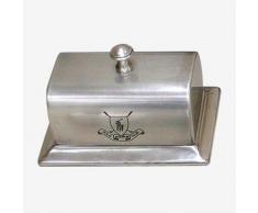 Better & Best Beurrier rectangulaire en métal avec écusson du club de polo Argenté 15 x 10 x 9 cm