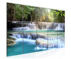 Tableau decoration murale Paysage de cascade 200 x 80 cm - XXL Impression sur Toile Salon Appartment 5 Parties - prÃªt Ã accrocher - 612155a