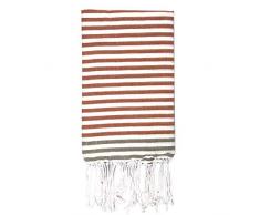 Moorish Idol - Fouta Traditionnelle- 100cm x 200cm- Terracotta/Taupe Clair