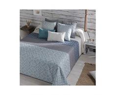 Orian Tripoli bouti pour lit de 150Â cm, Coton, Bleu, King