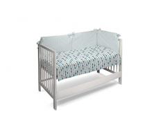 Petit Lazzari Voiture â Housse de Couette réversible pour Berceau de 60 x 120 cm, Motif Urbain, Couleur Vert Eau