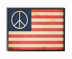 Stupell Industries Paix Drapeau américain surdimensionné encadrée giclée Art texturé, Multicolore, 16 x 1,5 x 50,8 cm