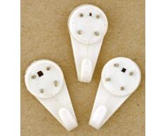 Crochets muraux X pour crochets muraux - Crochets en nylon blanc moyen pour mur dur - Paquet de 3