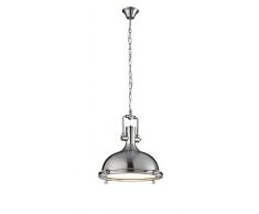 TRIO, Suspension, Boston 1xE27, max.60,0 W Verre, Blanc, Corps: metal, Nickel mat Ã:39,0cm, H:160,0cm IP20