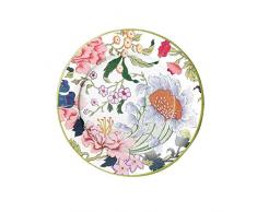 Caspari 14240SP Chinese Silk Paquet de 8 Assiettes Dessert, Non-BÃ¢ton, Multicolore, 21 x 21 x 0,02 cm