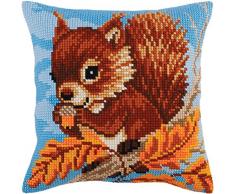 Collection DArt Cross Stitch Kit de Coussin: Ã©cureuil avec Une Noix, Multicolore, 40 x 40 cm