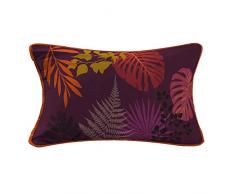 COUSSIN PASSEPOIL 30 x 50 CM POLYESTER IMPRIME PALMIRE PRUNE DES. PLACE