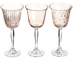 Crystaljulia 14683 Lot de 3 verres Ã vin Crystal Rose clair