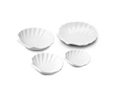 WM Bartleet & â¿Sons 1750 TSET114 Lot de 4 plats traditionnels en porcelaine Motif coquillage 13 cm, 12 cm, 10 cm, 7,5 cm Blanc
