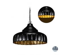 Relaxdays Lampe suspension, gros Lustre cuisine,salon et salle Ã manger; vintage, E27,40 W, HxD 157 x 49 cm,noir