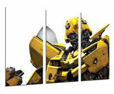 Tableau Moderne Photographique, Impression sur bois, Transformers Jaune, Autobots, Bourdon, Blanc, 97 x 62 cm, ref. 26913