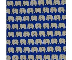 Hadson Craft Freedom Elephant Grand Motifs Poly Coton Patchwork Artisanat Tissu pour Linge de Lit Rideaux Ameublement Vêtement - Prix au quart de mètre (0,25 cm), Bleu, Taille Unique