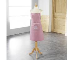 charme & douceur tablier + poche 60x80cm bonheur rose/blanc