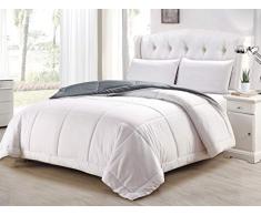 Duck River Doudou rÃ©versible en Duvet de Canard, Blanc/Gris foncÃ©, Jumeau