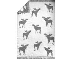 Jowollina Couverture rÃ©versible en Laine de Laine et Plaid Â« Elch Â» - 100% Laine - 130 x 200 cm - Blanc/Gris