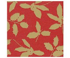 Caspari 14811DG Lot de 12 serviettes de table en papier et lin Motif houx Rouge