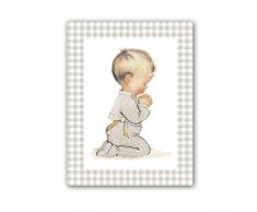 CUADRIMAN nr-v-04-bt Tableau Enfant Rezando, Bois, Gris Pierre, 43Â x 33Â cm