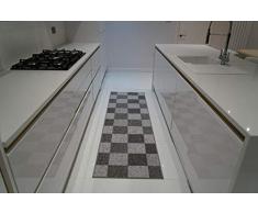 Tapis antidérapant Lavable en Machine Motif clé Grecque, Triangulaire, Motif Losanges, pour Salon, Cuisine (Noir/Gris, 120 x 160 cm), Gris carré., 80x300cm(26 x910)