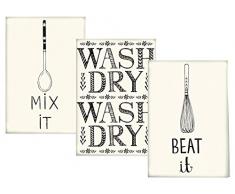 Creative Tops Bake Stir It Up torchons, Tissu, Blanc, 3 pièces