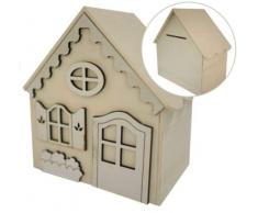 dayka Trade Maison tirelire en bois multicolore, 18Â x 18Â x 11Â cm