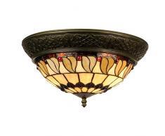 Lumilamp 5LL-5547 Plafonnier Art Deco Tiffany Style à 38 x 19 cm 2 x E14 max 40 W Verre décoratif coloré coloré fait main