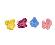 DeColorDulce Babyphone Set emporte-pièces et marqueurs Biscuit ABS, Multicolore, 28 x 10 x 5 cm, Lot de 4