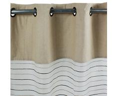 Thedecofactory 115400 Voilage Soie Coton, Ecru/Noir, 110 x 250 x 3 cm